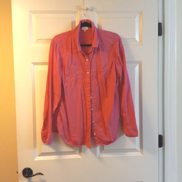 crown & ivy Tops - Crown & Ivy Beach Woman Pink Long-Sleeve Button-Down Shirt Size 0X